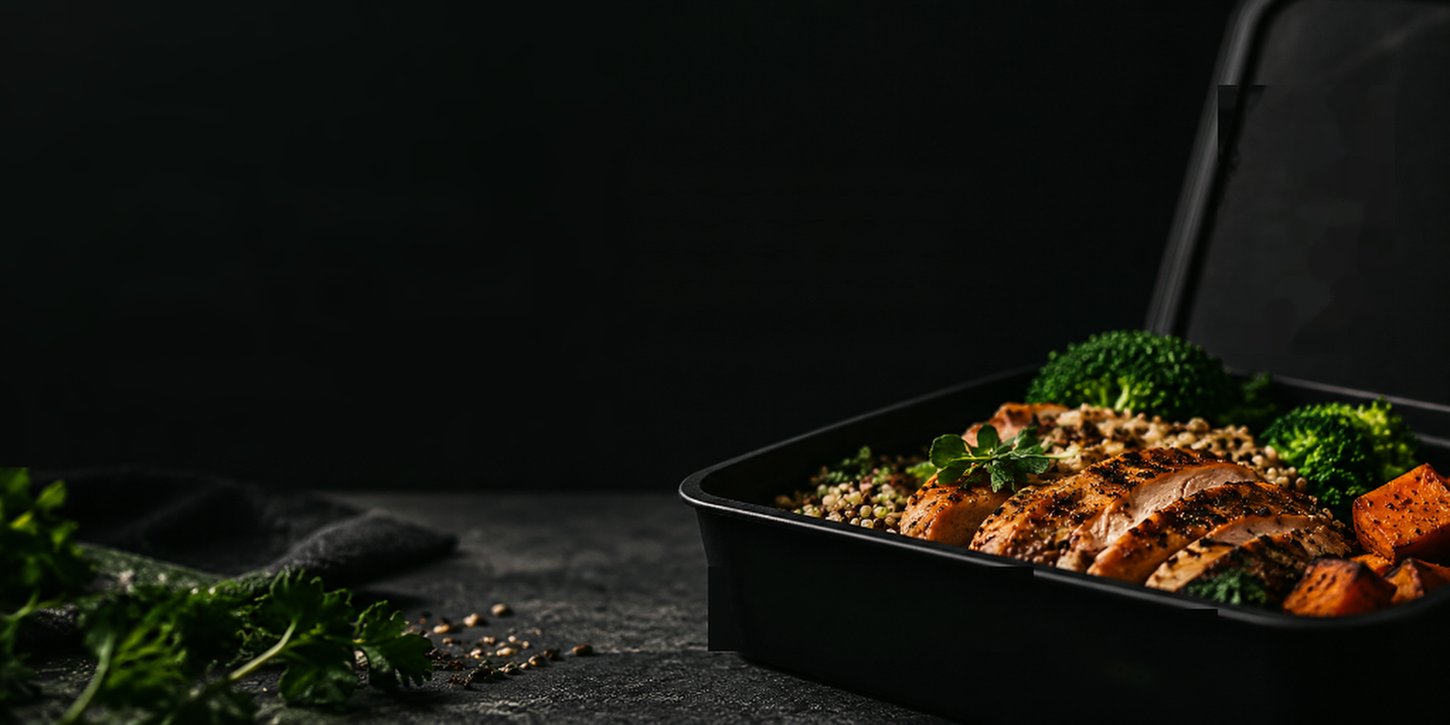 Health On Top — Fresh gourmet meal prep with seasoned grilled chicken, ancient grains, and crisp greens